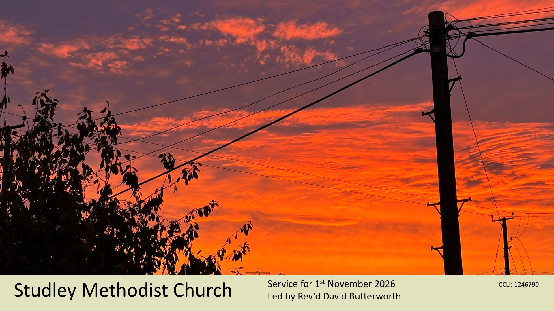 Service for 1st November 2026